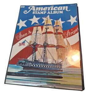Vintage 1980 Treat Hobby Stars & Stripes American Stamp Album w 100+ Stamps